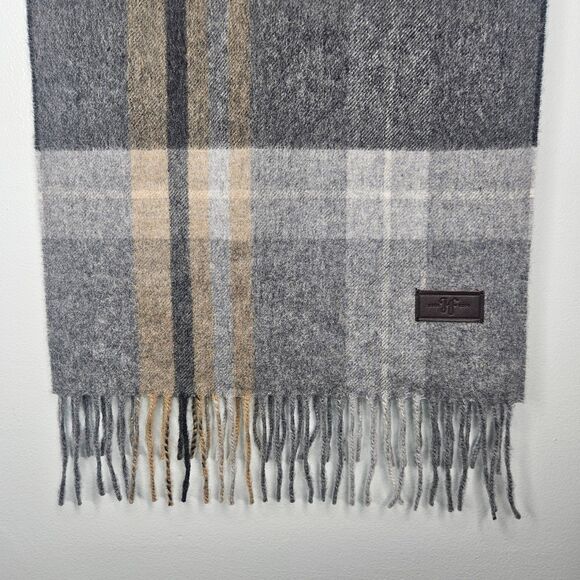 HICKEY FREEMAN 100% Cashmere Scarf Plaid Fringed 65 x 12 Soft Classic Luxury - Picture 1 of 7